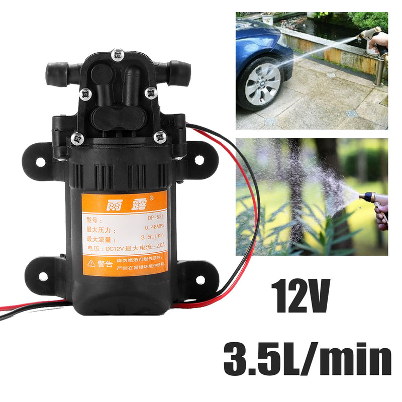 DC 12V 70PSI 3.5L/Min Agricultural Electric Water Pump Black Micro High Pressure Diaphragm Water Sprayer Car Wash 12 V