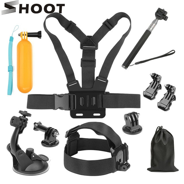 SHOOT Action Camera Accessory Tripod Monopod Head Chest Strap Mount for GoPro Hero 8 7 6 5 Black Xiaomi Yi 4K Sjcam Sj8 Eken H9r